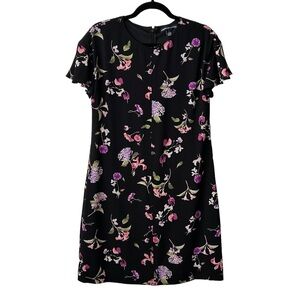 AMERICAN LIVING Womens Black Short Sleeve Sheath Dress Sz 8 Cottagecore Boho